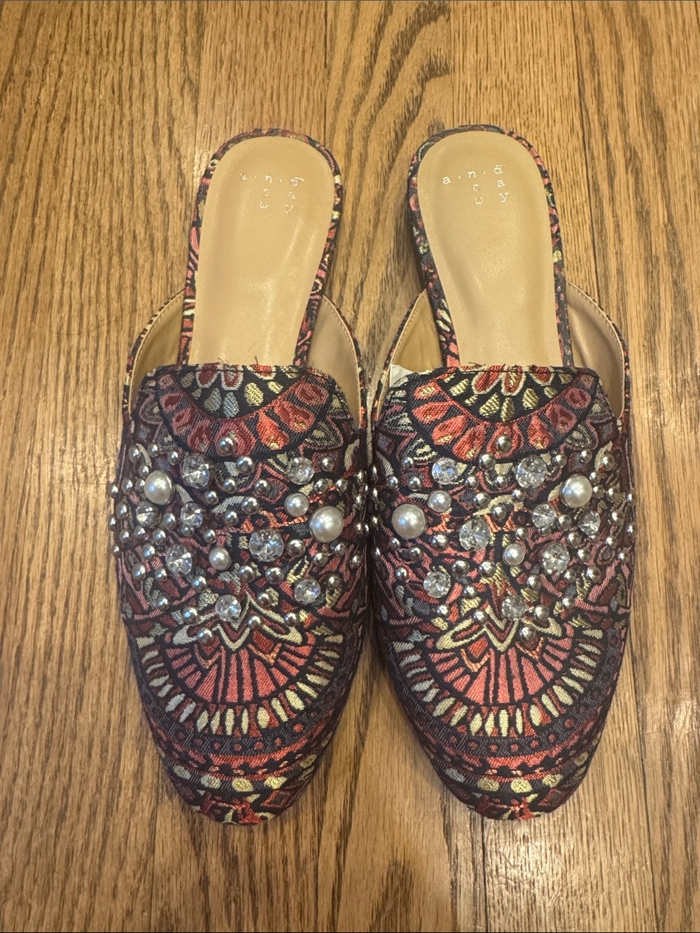 A New Day Backless Pearl Jewel Loafer Mules
